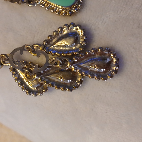 Turquoise look fish hook dangle earrings - Picture 3 of 6